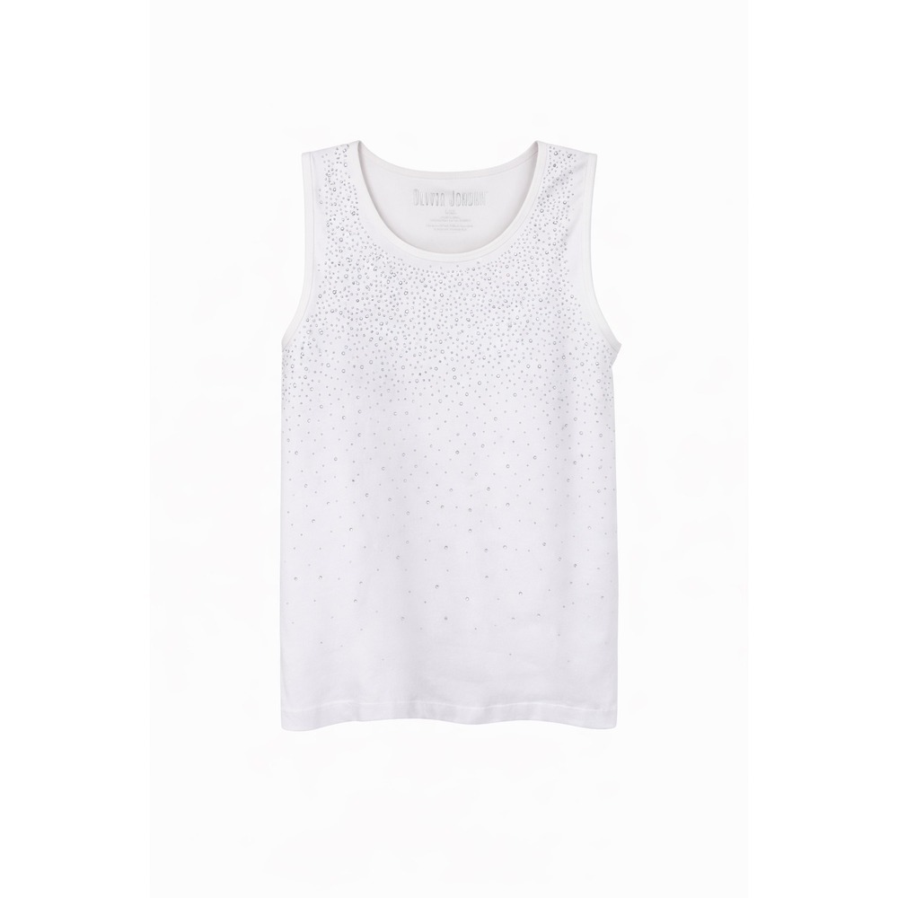 Olivia Jordan Rhinestone Embellished White Tank Top – Size L/XL (Juniors)
